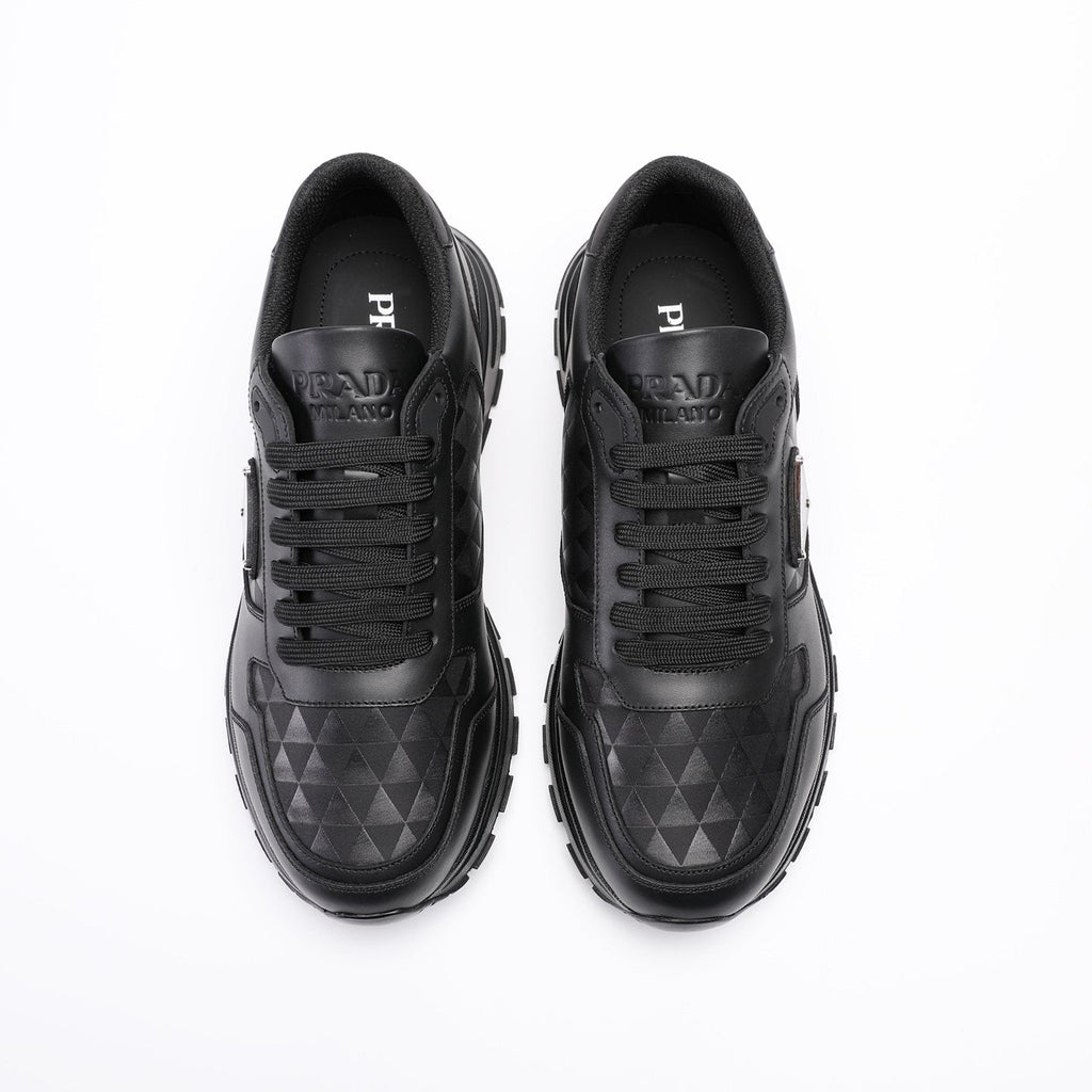 Prada Men's Black Triangle-Plaque Sneakers