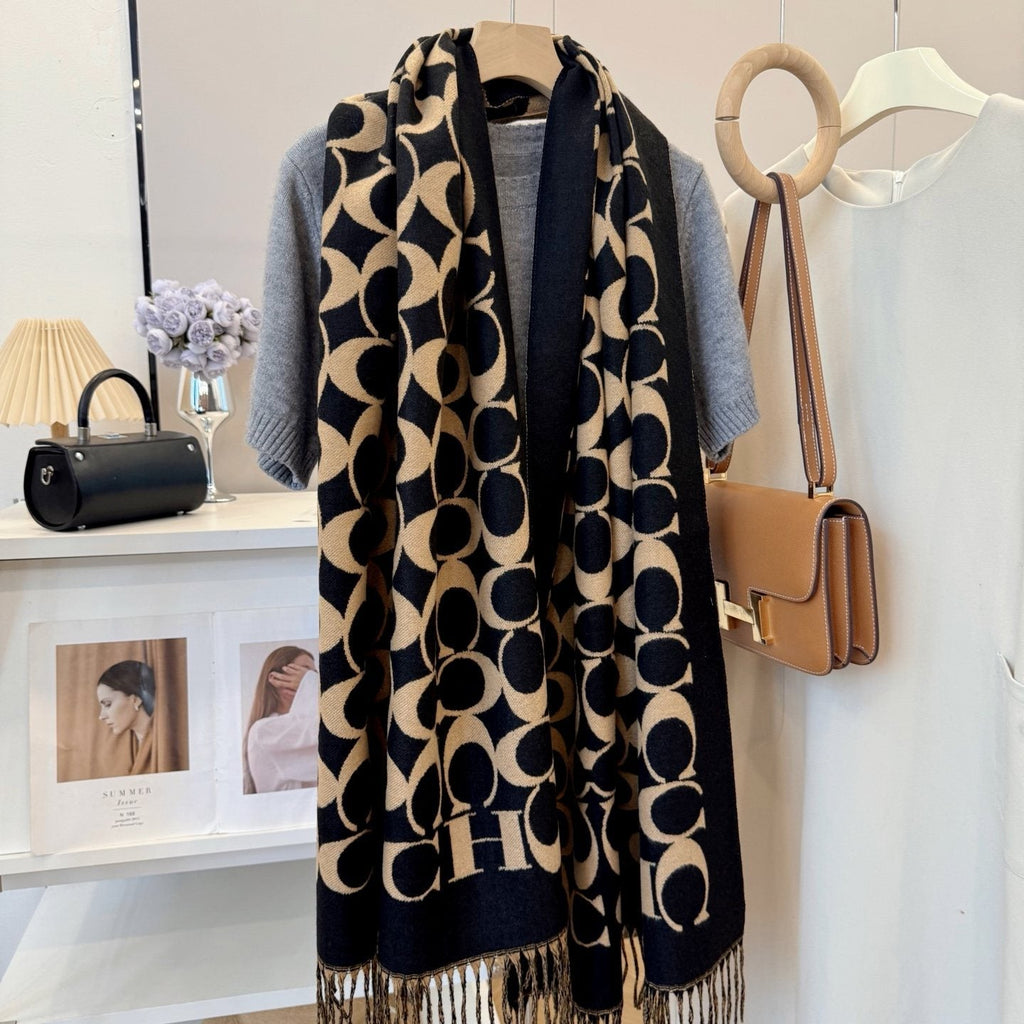 Coach Patterned Fringed Scarf
