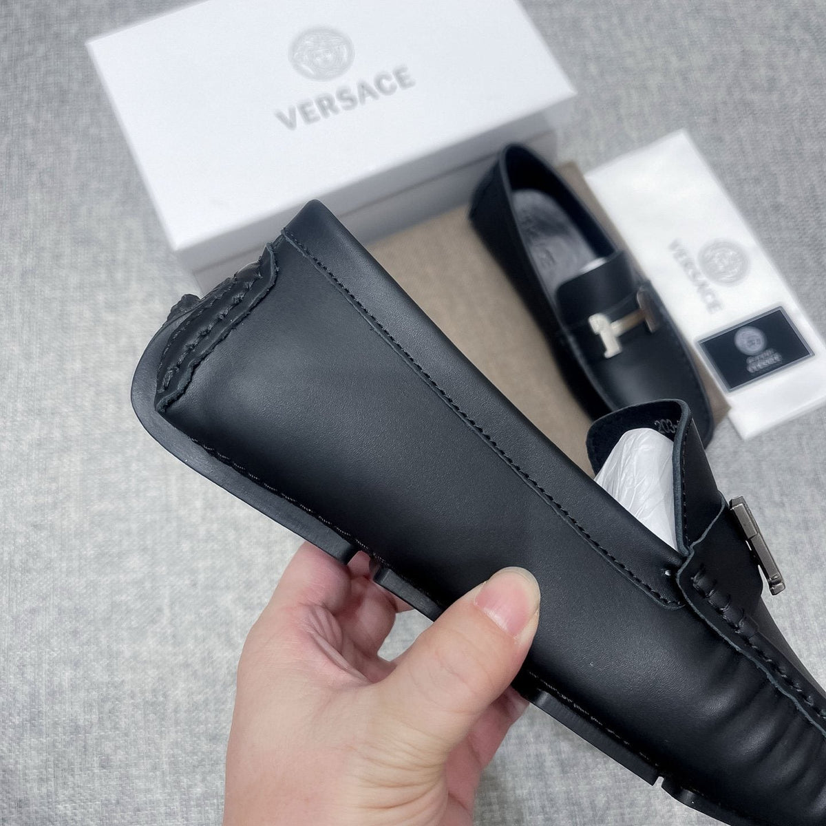 Versace Men's Black Bar Loafers