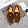 Versace Men's Brown Suede-Texture Loafers