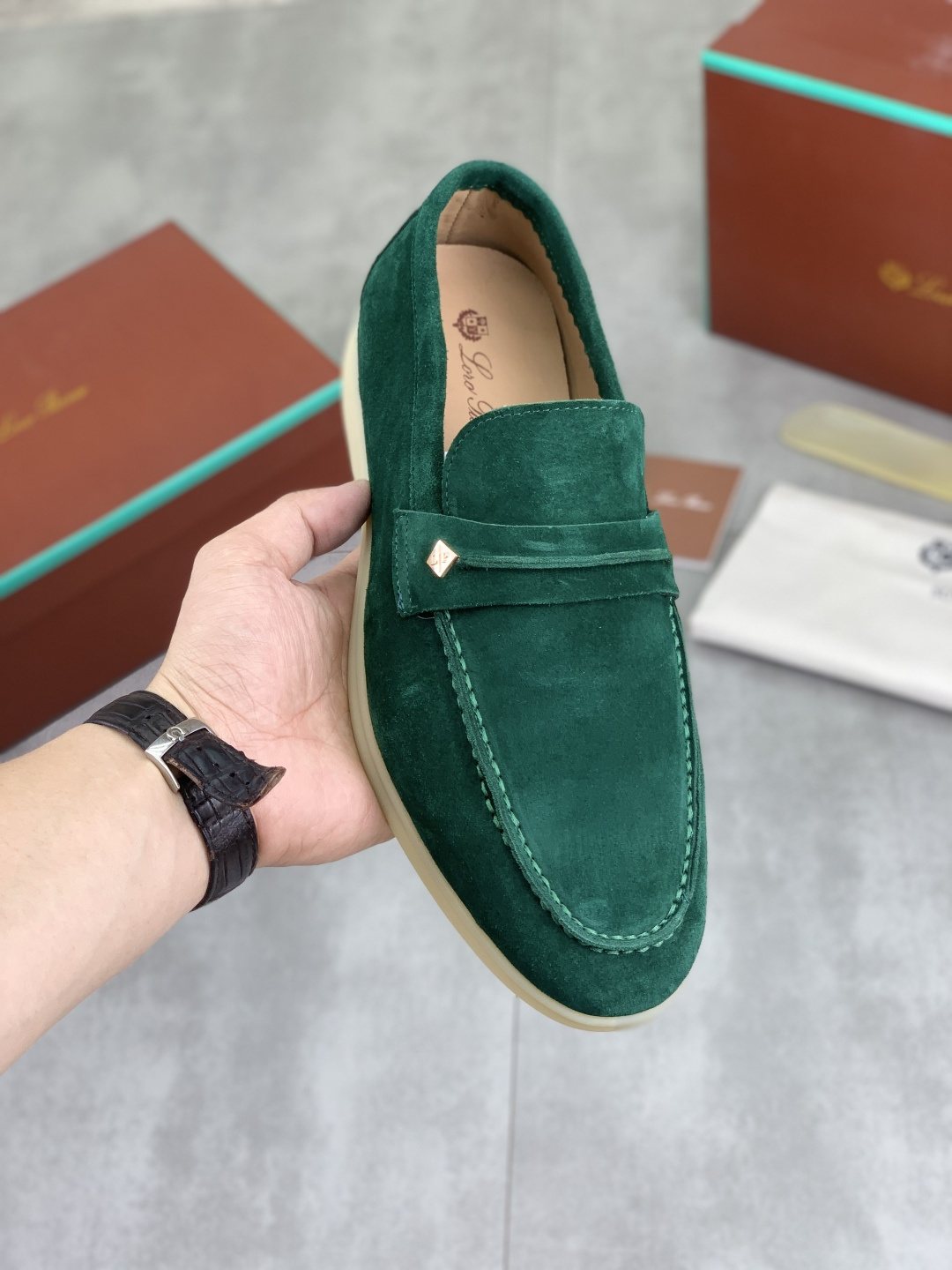 Loro Piana Textured Apron-Toe Loafers