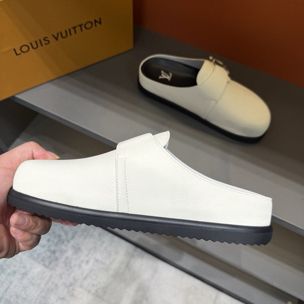Louis Vuitton Textured Buckle Mule Sandals