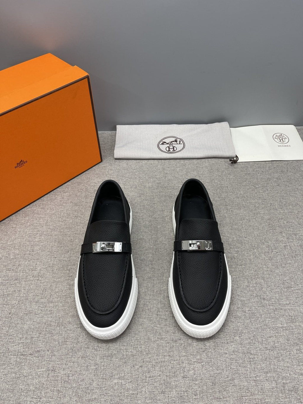 Hermès Textured Bar Loafers