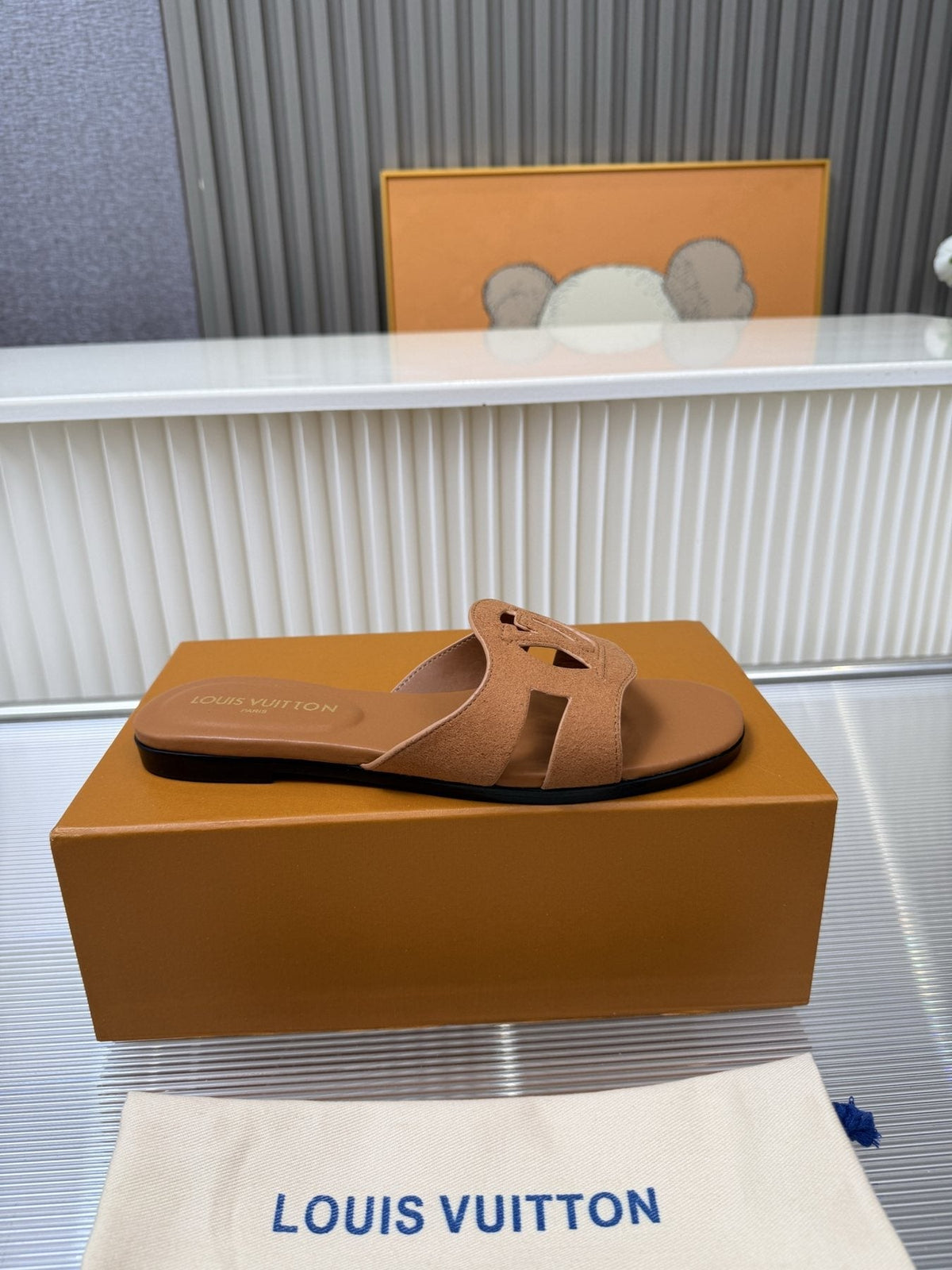 Louis Vuitton Cutout Logo Slide Sandals