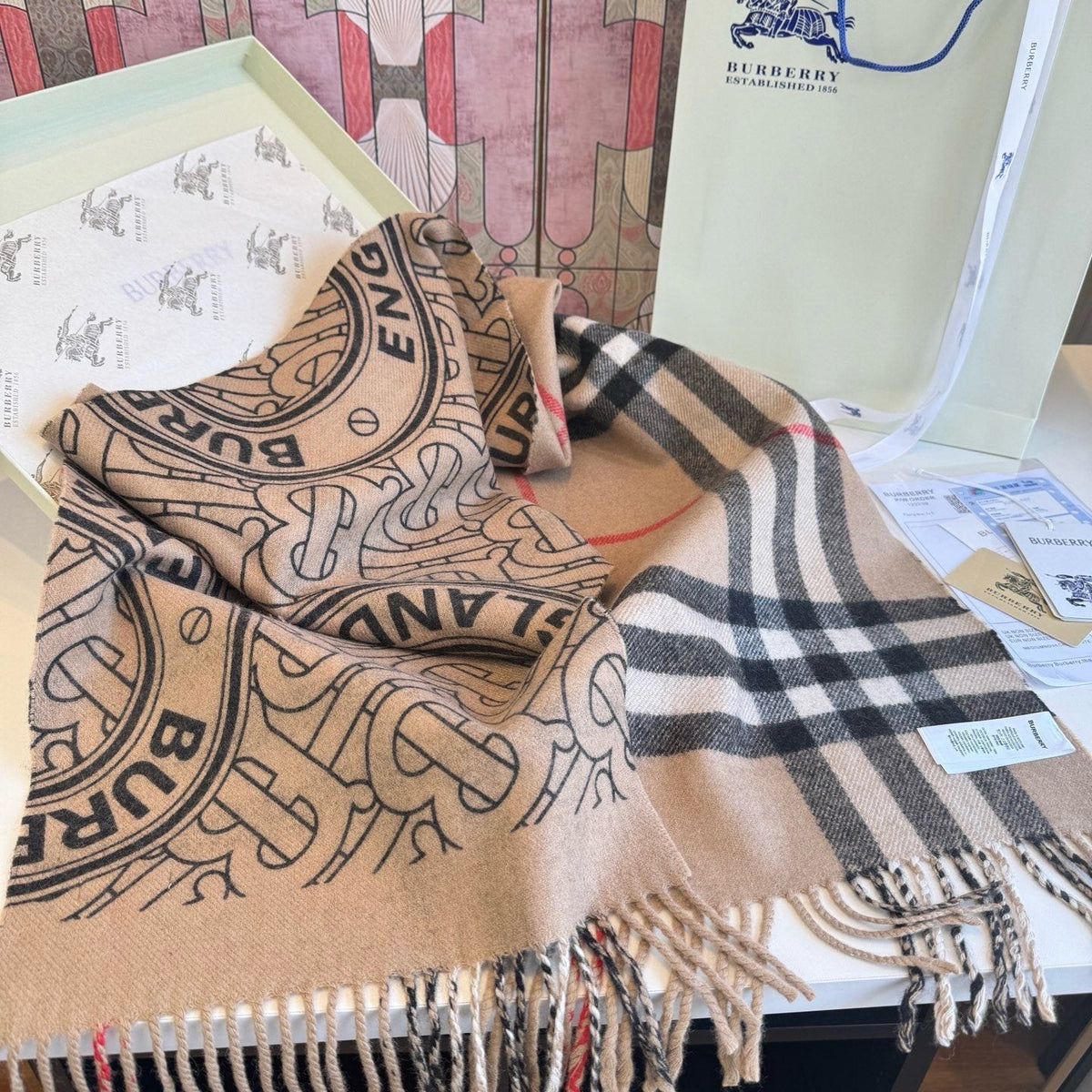 Burberry Reversible Check Monogram Scarf