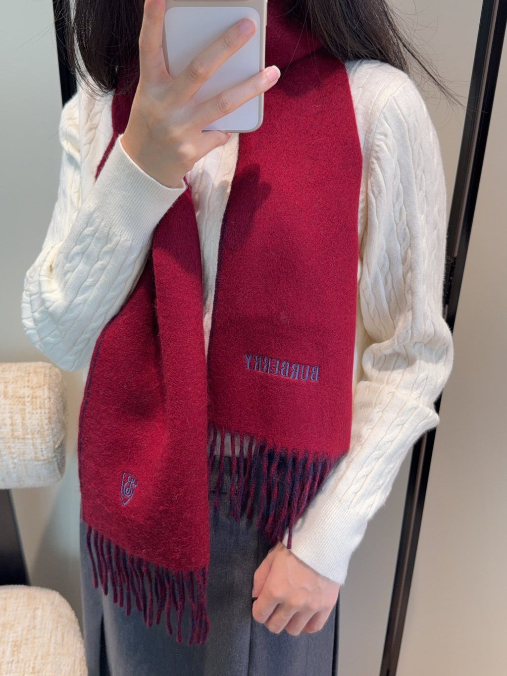 Burberry Two-Tone Fringed Scarf
