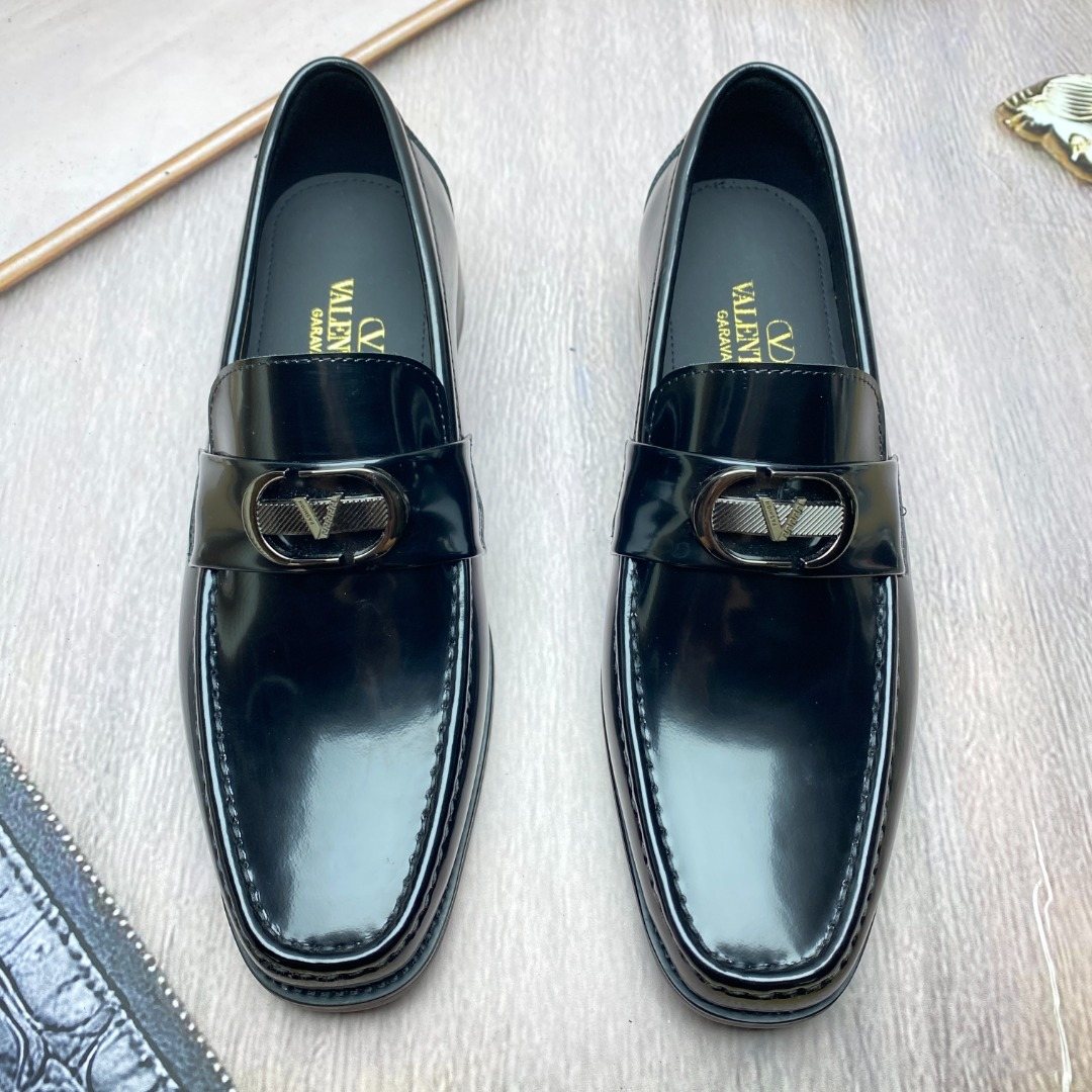 Valentino Square-Toe Loafers with Metal Detail