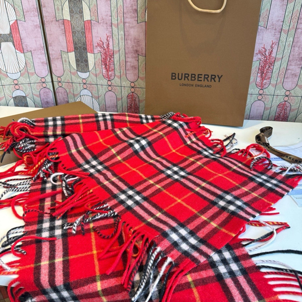 Burberry Plaid Fringe Scarf