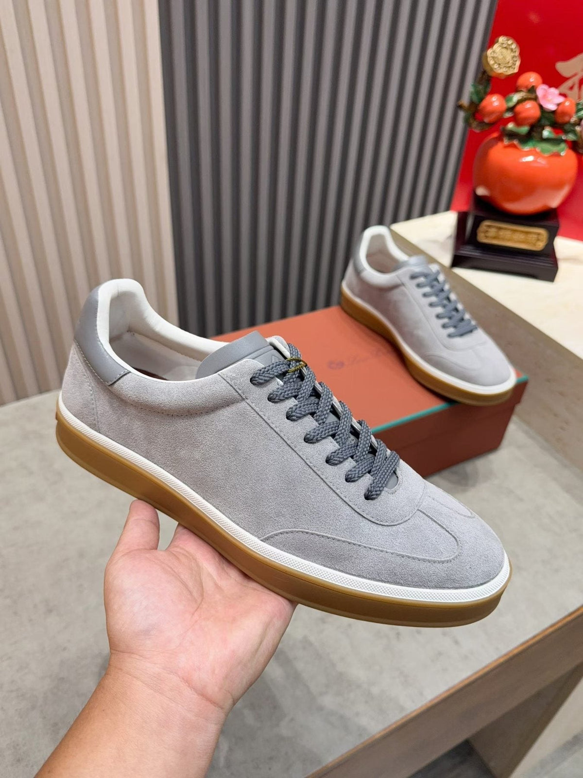 Loro Piana Tennis Walk Suede Low-Top Sneakers