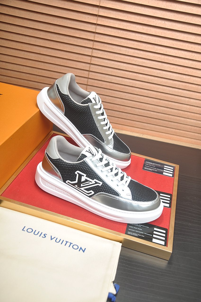 Louis Vuitton Men's Metallic Panel Low-Top Sneakers