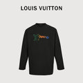 Louis Vuitton 25FW Multicolor Gradient Logo Toothbrush Embroidery Long Sleeve T-Shirt Black