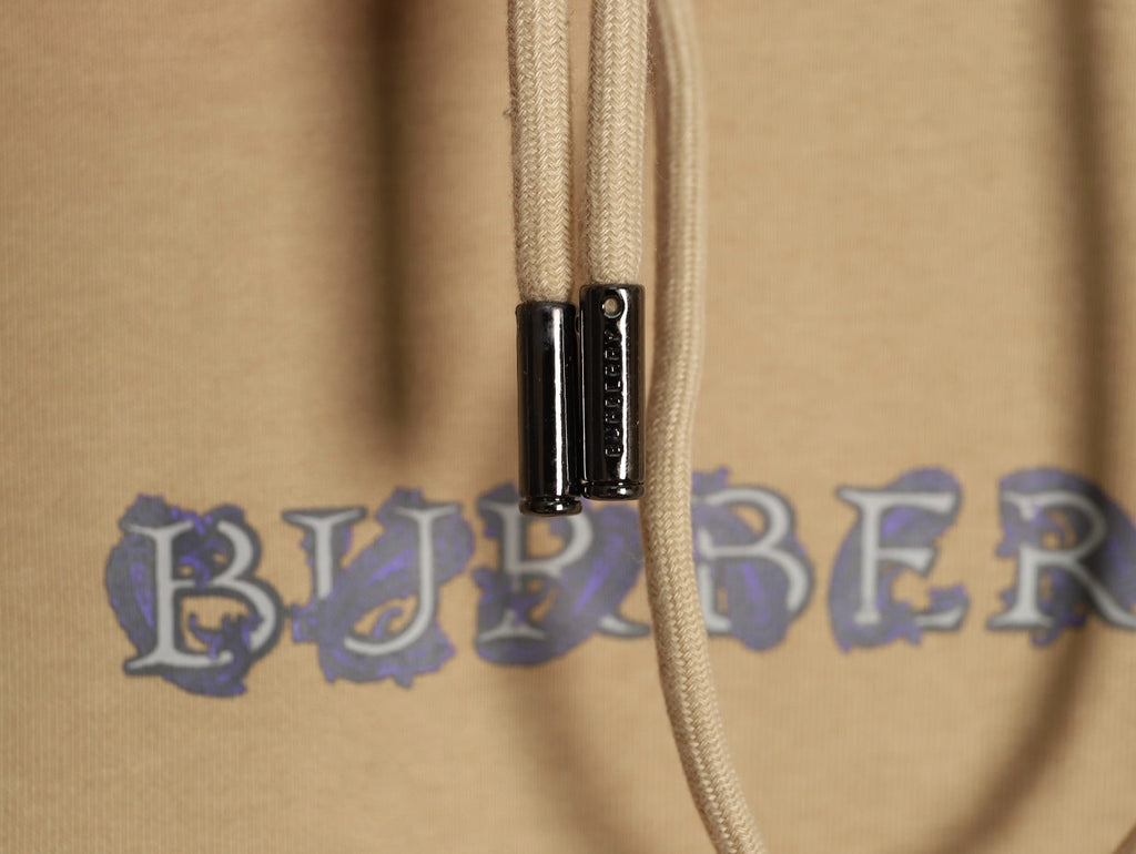 Burberry 25FW Logo-Print Full-Zip Hoodie - Beige