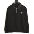 Prada Logo-Detail Collared Half-Zip Sweatshirt - Black